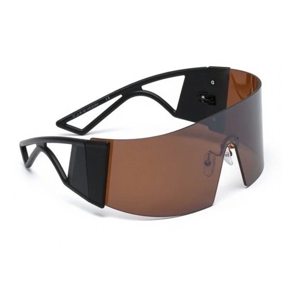 Men Sunglasses A-vanguard Tanned One Piece Mask Glasses Dark Brown Bold Rim New